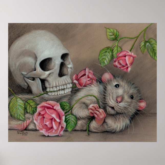 Poster "Rat Skull Rose" (Vorne)