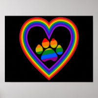 Poster Regenbogenherz mit Pfote