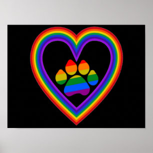 Poster Regenbogenherz mit Pfote