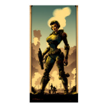 Póster retro Lienzo chica de la guerra vintage