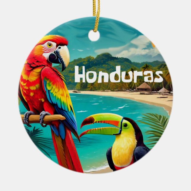 Poster Retro Viaje de Honduras Keramik Ornament (Vorne)