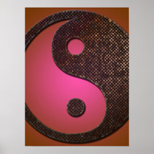 Poster, rostfreier grungy Metal Yin Yang Symbol 2 Poster