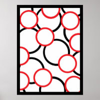 Poster Rot und Schwarze Kreise