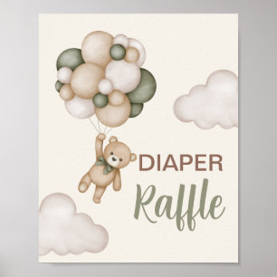 Póster Rótulo Teddy Bear Diaper Raffle Poster