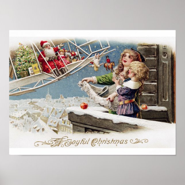 Poster Santa Claus Kinder Weihnachten Vintag (Vorne)