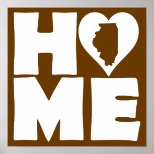 Poster Schild Illinois Home Heart State