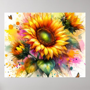 Poster - Schöne gelbe Sonnenblume, Kunst