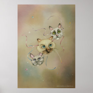 Poster, schöne Kunst - siamesische Katzenmasken Poster