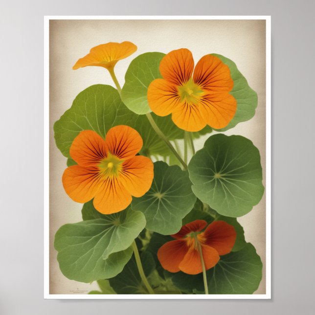 Poster Schöne Nasturtium Blume Mauer Dekoration (Vorne)
