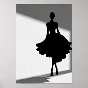 Poster Schwarz-Weiß-Mode-Silhouette