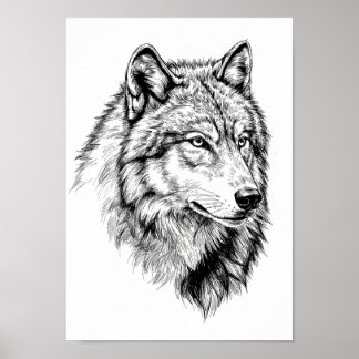 Poster Schwarz-Weiß-Tierporträt
