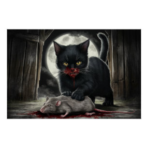 Poster Schwarze Katze und Ratte 08