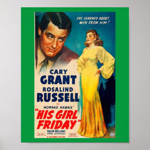 Poster Sein Mädchen Freitag-Cary Grant Rosalind Ru