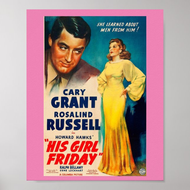 Poster Sein Mädchen Freitag Cary Grant Rosalind Ru (Vorne)