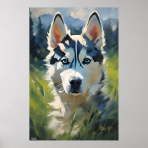Poster | Siberian Husky Puppy | Ölmalerei