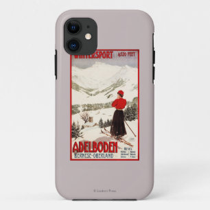 Poster Skifahrerin mit Blick auf Adelboden Case-Mate iPhone Hülle