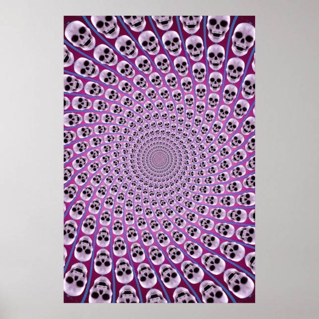 Poster: Skull Spirale: Trippy Design: Lila Violet Poster (Vorne)