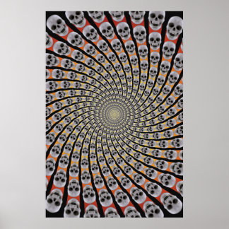 Poster: Skull Spirale: Trippy Design: Red Yellow Poster
