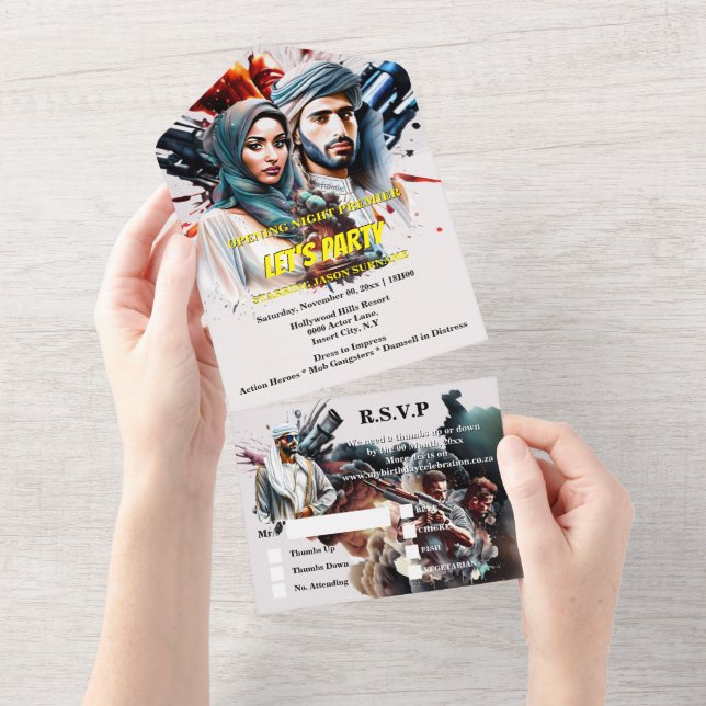 Poster-Spionage-arabische Thriller Erwachsene All In One Einladung (Abreißtisch)