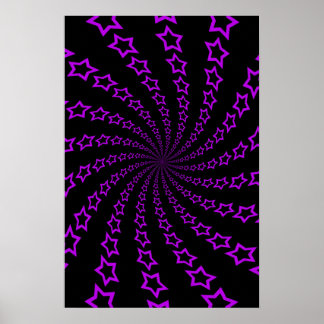 Poster: Star Spiral: Lila & schwarz Poster