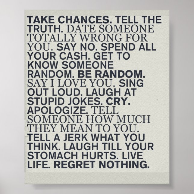 Poster 'Take Chances' (Vorne)