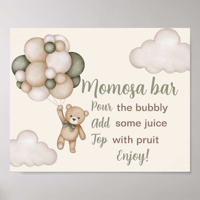 Póster Teddy Bear Baby Shower Boy Mama osa Rótulo Poster (Vorne)