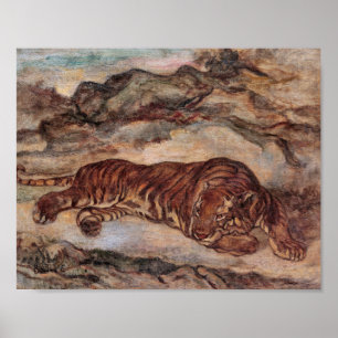 Poster "Tiger in Repose" von Antoine-Louis Barye