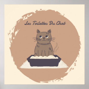 Poster, Toiletten aus Chat, Brown Cat Poster
