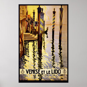 Poster Travel Venedig Gondola Vintag Lido Venezia