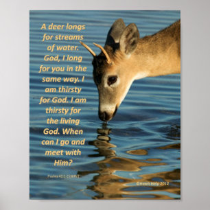 Poster - Trinkwasser für Rehe mit Psalmen 47:1-2