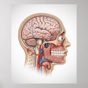 Poster über die Anatomie des menschlichen Kopfes u