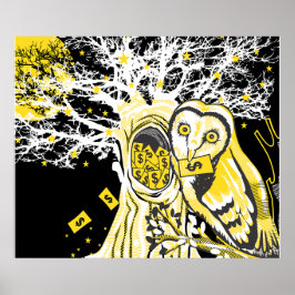 Poster – Urbaner Baum Eule & Reichtum Surrealer Po