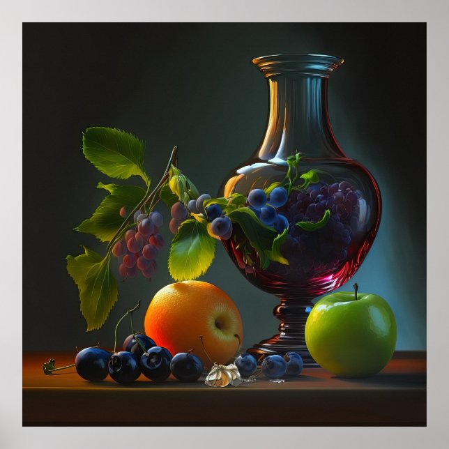 Poster Vase & Frucht (Vorne)