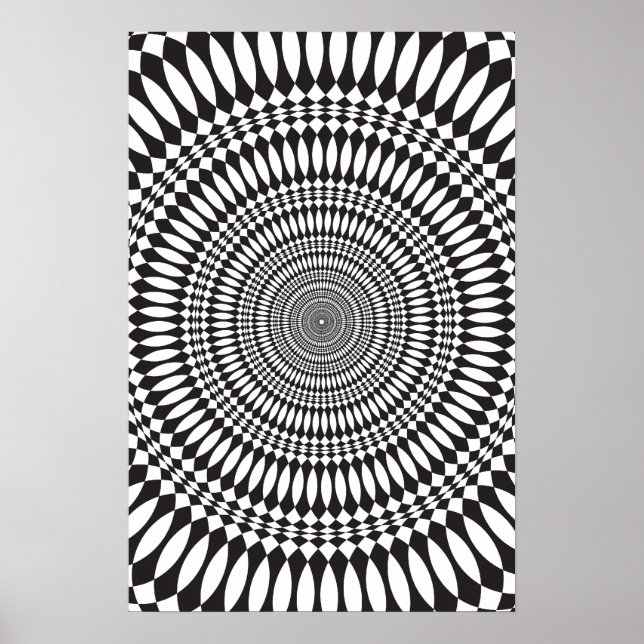 Poster: Vertigo: Schwarz und Weiß Abstrakt Poster (Vorne)