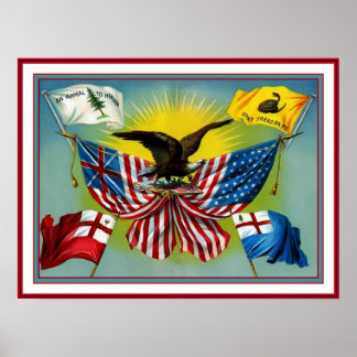 Poster Vintag 1885 Geschichte der US-Flaggen
