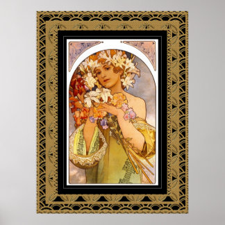 Poster Vintag Art Alphonse Mucha mit Rahmen