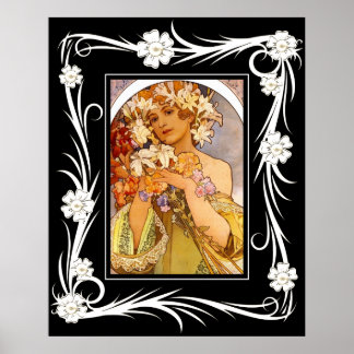 Poster Vintag Art Alphonse Mucha mit Rahmen