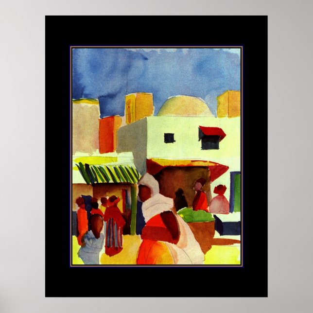 Poster Vintag Art August Macke Algier Markt (Vorne)