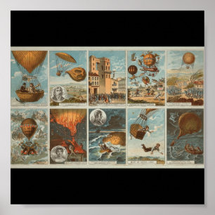Poster-Vintag Art-Hot Air Balloons 10 Poster