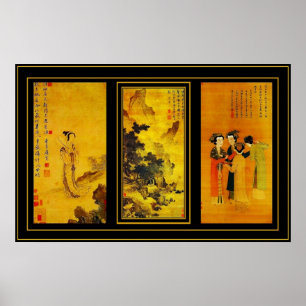 Poster Vintag Art Japanisch Tang Yin Panels
