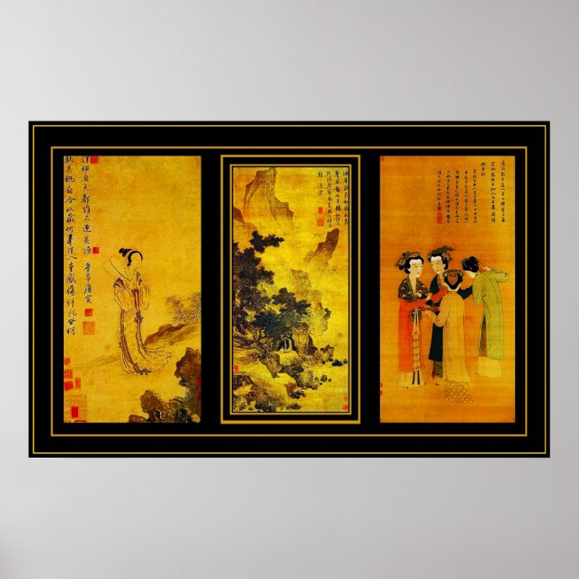 Poster Vintag Art Japanisch Tang Yin Panels (Vorne)