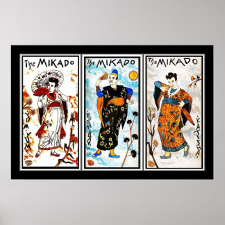 Poster Vintag Art Japanisch The Mikado 3 Panels