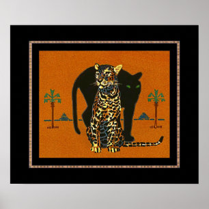 Poster Vintag Art Leopard
