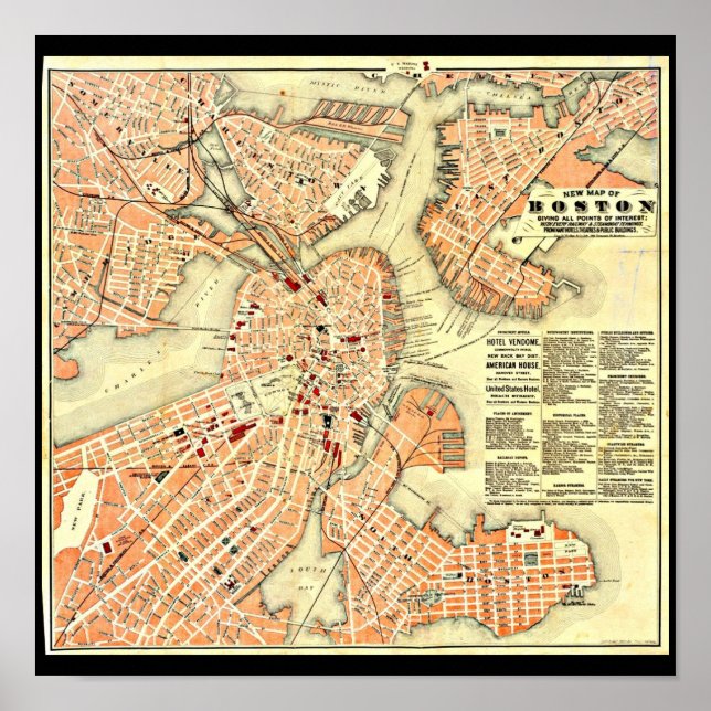 Poster-Vintag Boston Maps-22 Poster (Vorne)