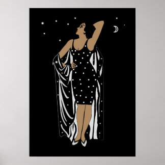 Poster Vintag Glamour Girl Schwarz-weiß Kein Rahme