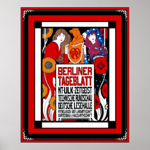 Poster Vintag Newspaper Berliner Tageblatt 1899