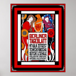 Poster Vintag Newspaper Berliner Tageblatt 1899