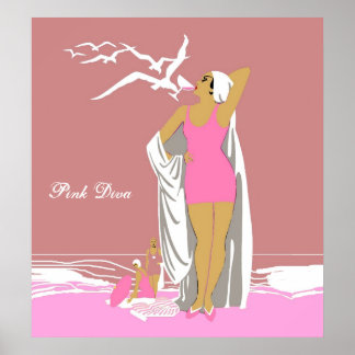 Poster Vintag Retro Pink Girl Diva 2