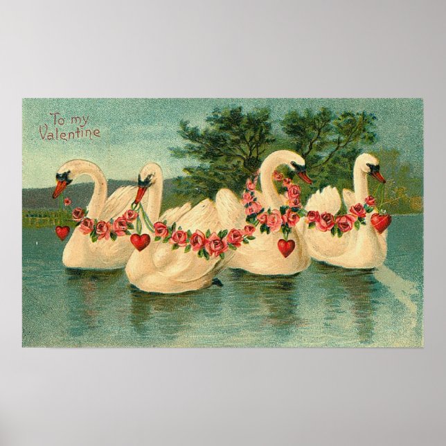 Poster Vintag Valentine Swans (Vorne)