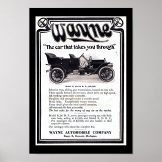 Poster Vintag Wayne Automobiles Company